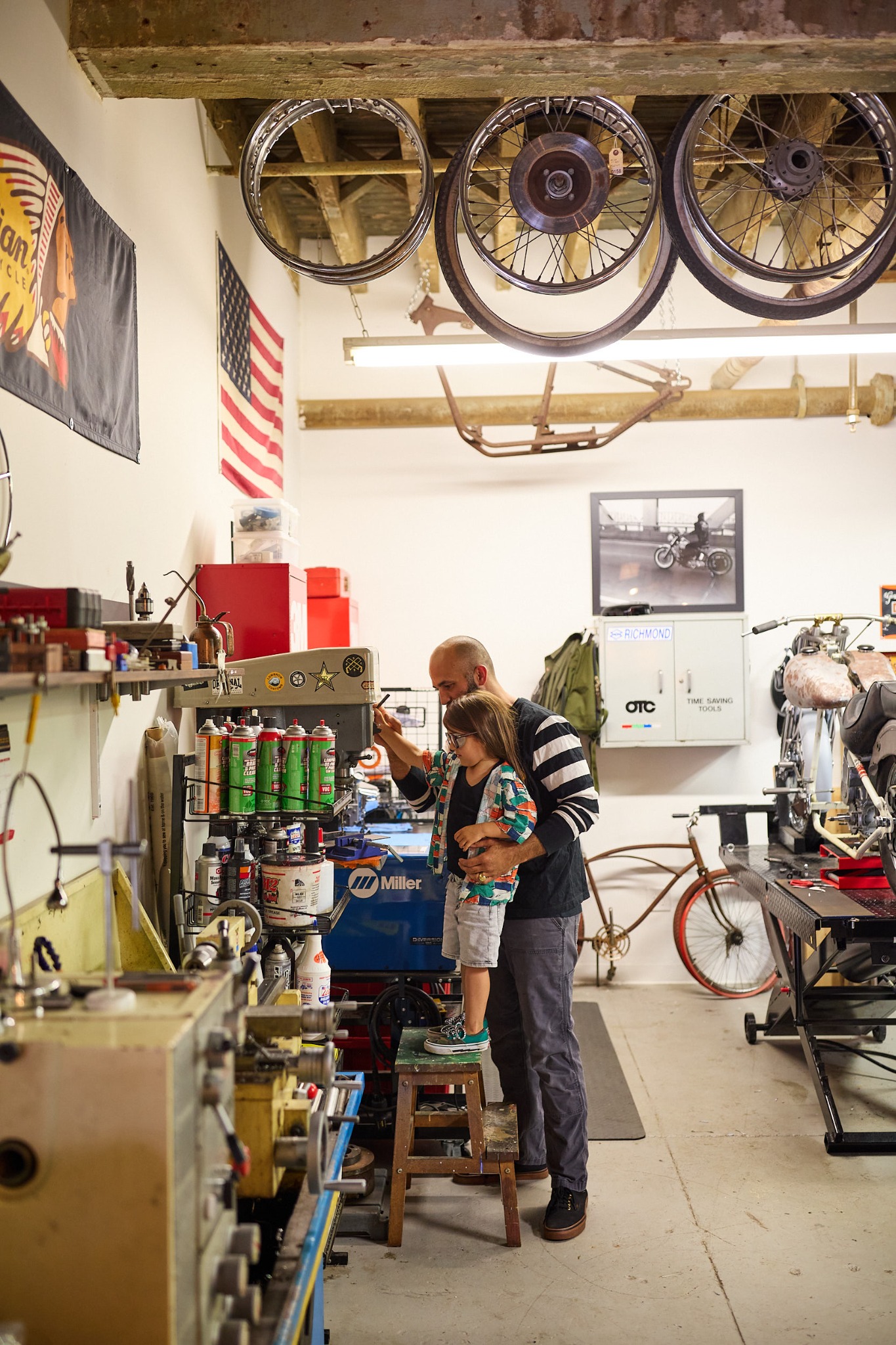 Eric sharing the workshop with one of his sons