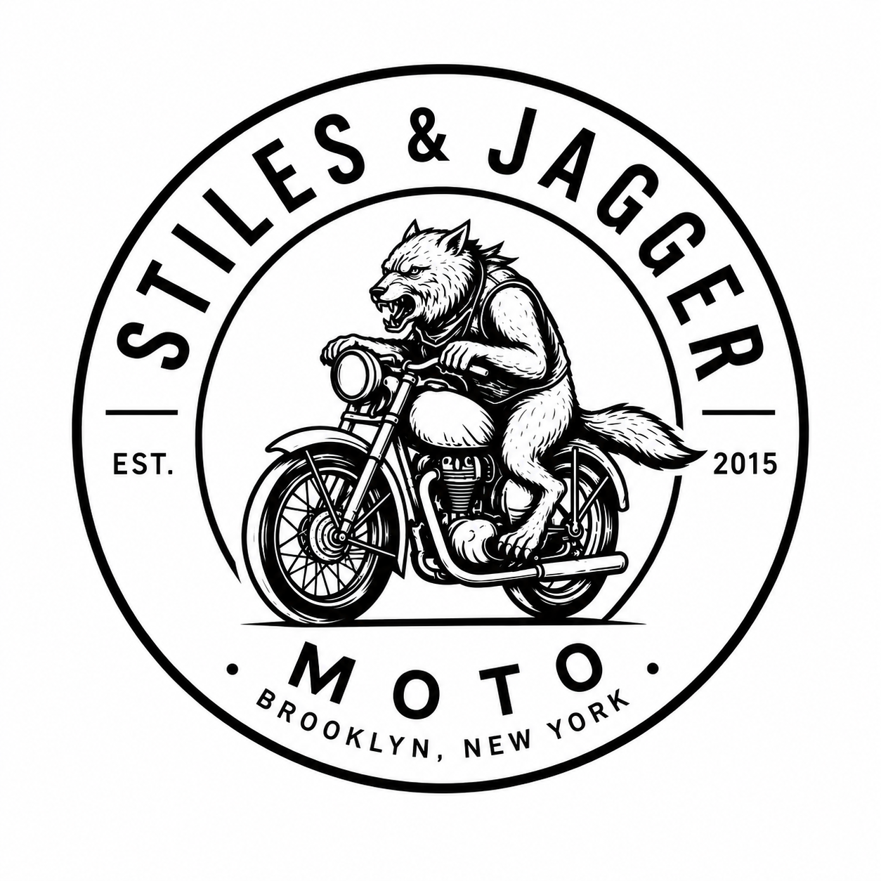 Stiles and Jagger circular wolf logo